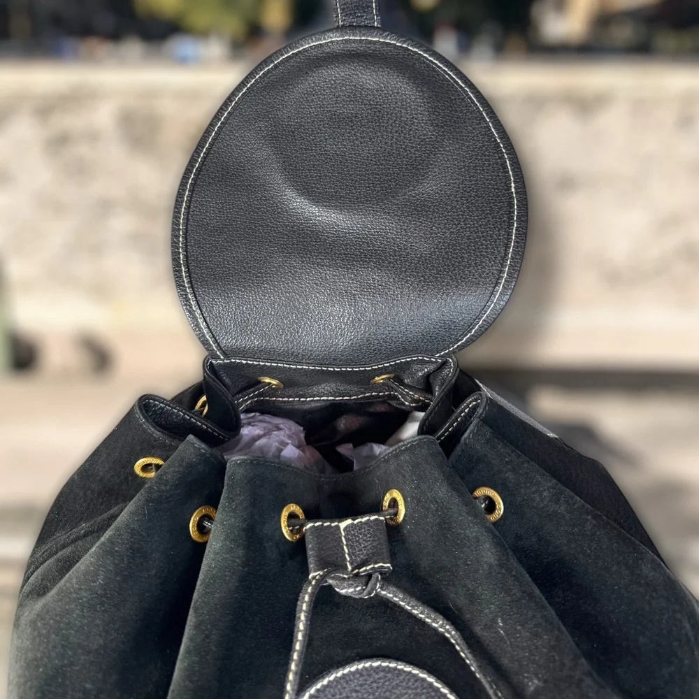 Gucci Vintage Rare Suede and Leather Backpack with COA